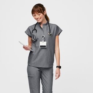 Figs Scrub Top Grey